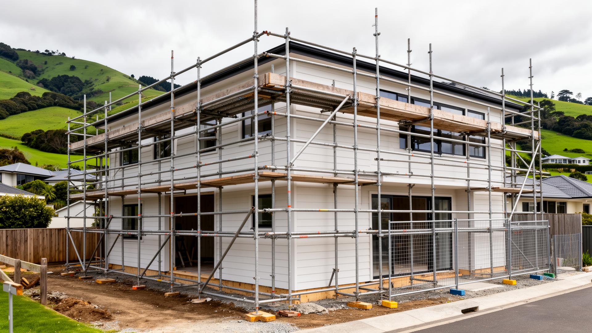 Scaffolding around residential home in Nelson